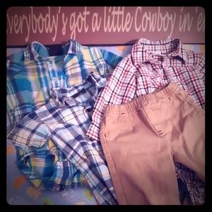 6 to 9 month button up shirt bundle with pants